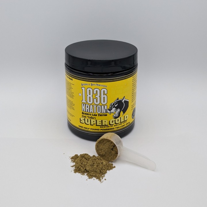 1836 Kratom Super Gold 8oz powder Known for mood enhancement and relief