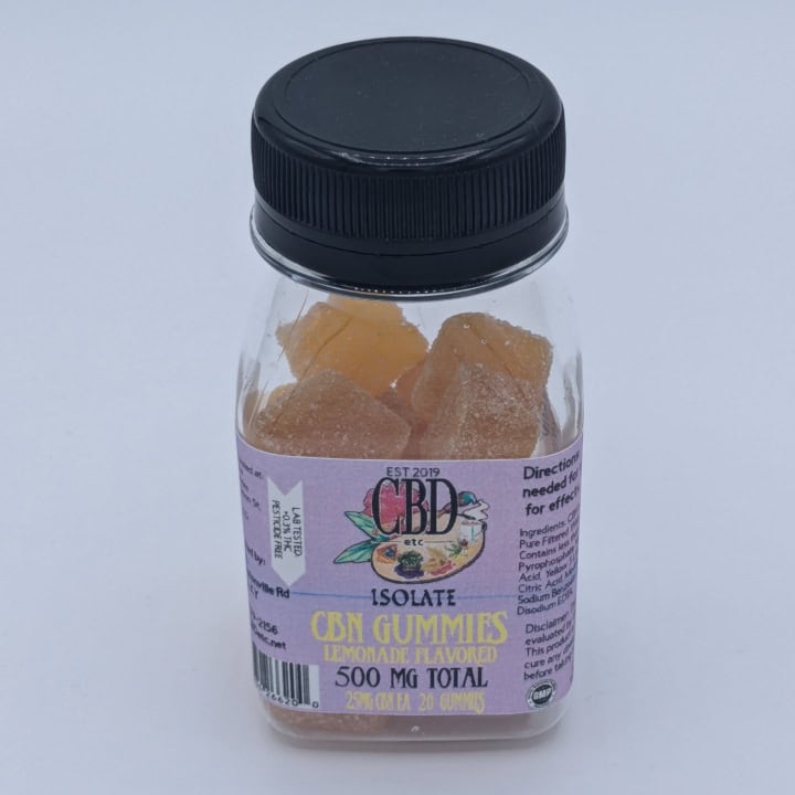 25mg CBN Gummies 20 Pack Lemonade Flavored by CBD etc