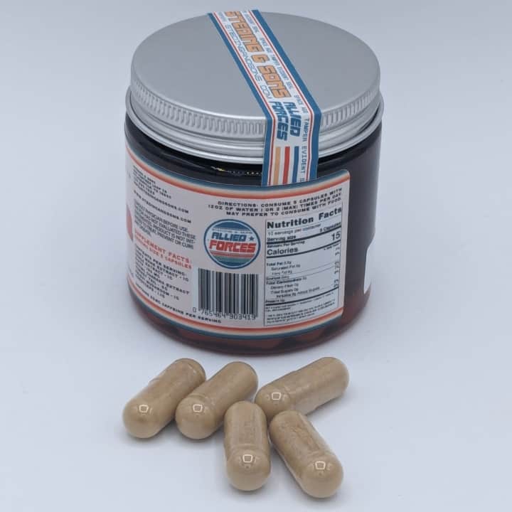 Boom Chaga Laka Laka 50 Pack Capsules for energy and wellbeing information label.